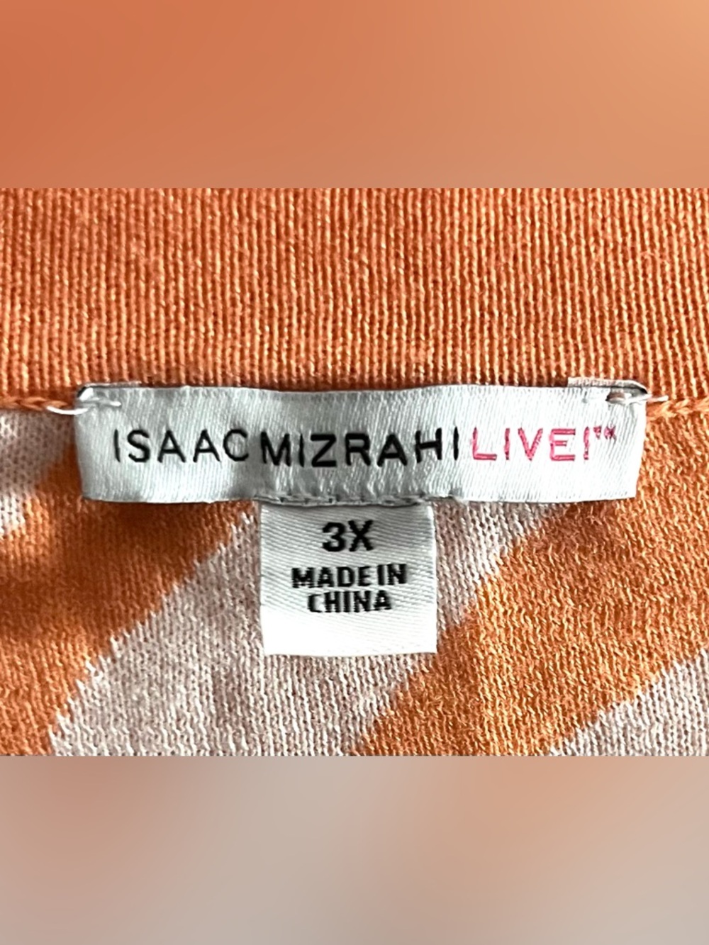 Isaac Mizrahi Live Orange White Cardigan 3X Button Front Lightweight - Picture 3 of 4